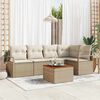 vidaXL Conjunto de sof&aacute;s de jard&iacute;n 6 pcs Beige rat&aacute;n sint&eacute;tico