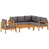 vidaXL Set de sof&aacute;s de jard&iacute;n con cojines 5 pzas madera maciza acacia