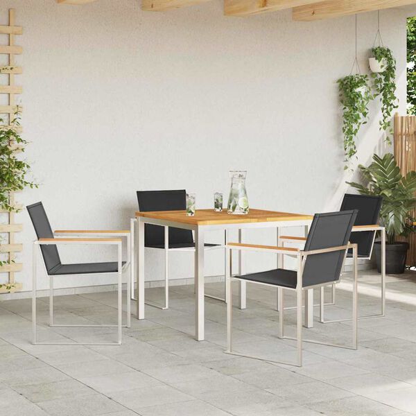 vidaXL Conjunto de Comedor de Jardín 5 pcs Madera de teca maciza