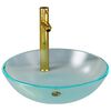 vidaXL Lavabo ba&ntilde;o grifo&desag&uuml;e de empuje vidrio templado esmerilado