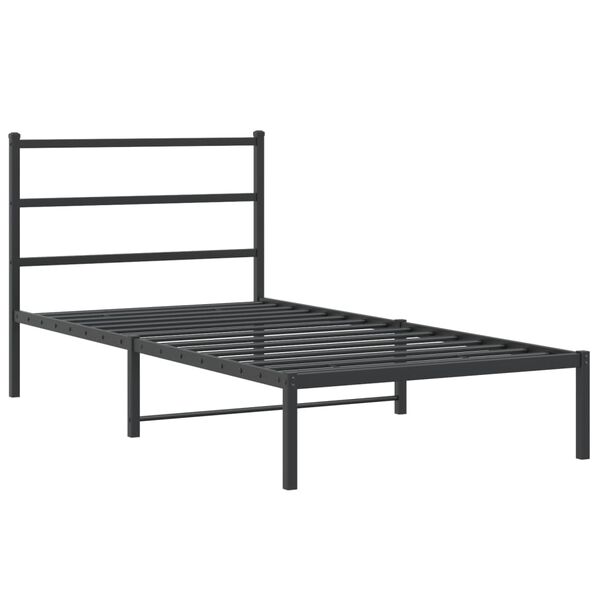 vidaXL Estructura cama sin colchón con cabecero metal negro 100x200 cm