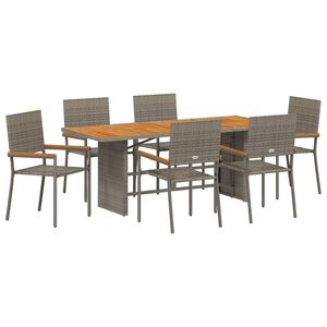vidaXL Conjunto de Comedor de Jard&iacute;n 7 pcs Gris rat&aacute;n sint&eacute;tico