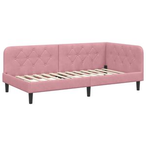 vidaXL Estructura de cama en esquina Rosa 90 x 200 cm Terciopelo