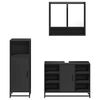 vidaXL Juego de muebles de ba&ntilde;o 3 pzas madera contrachapada negro