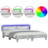 vidaXL Estructura de cama cabecero y luces LED gris hormig&oacute;n 200x200cm