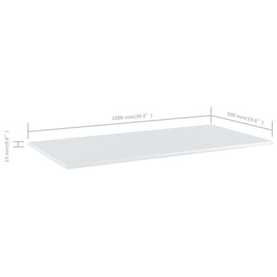 vidaXL Estante para estantería 4 uds madera blanco brillo 100x50x1,5cm
