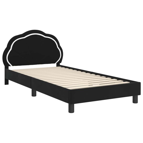 vidaXL Cama para ni&ntilde;os con cabecero Negro 90 x 190 cm Terciopelo