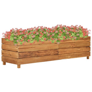 vidaXL Arriate elevado madera de teca reciclada y acero 150x40x38 cm