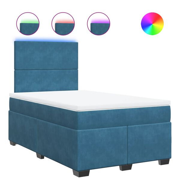 vidaXL Cama box spring con colch&oacute;n terciopelo azul 120x200 cm