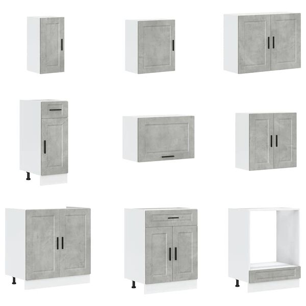 vidaXL Mueble cocina Porto gris hormig&oacute;n 14 pzas madera contrachapada