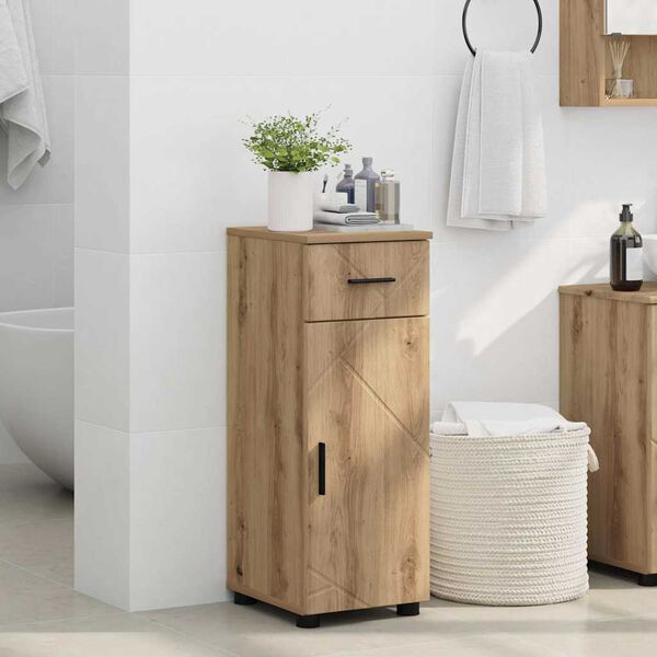 vidaXL Gabinete de Ba&ntilde;o con caj&oacute;n Roble artesanal 30 x 35 x 80 cm