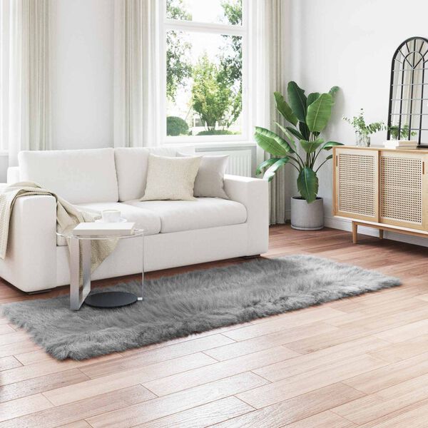 vidaXL Alfombra de Imitación de Piel de Oveja Tafalla Gris 80 x 250 cm