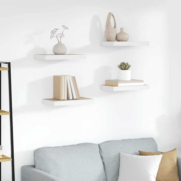 vidaXL Estante flotante de pared 4 uds MDF roble y blanco 40x23x3,8 cm