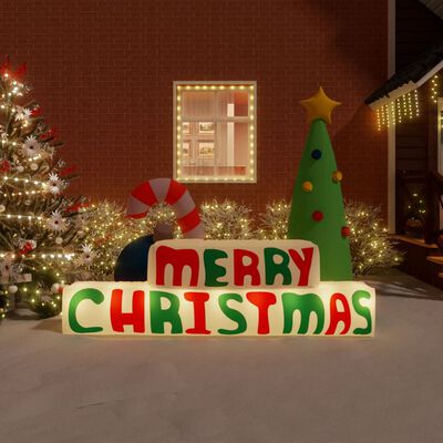 vidaXL Decoración inflable Merry Christmas con LED 197 cm
