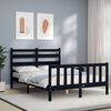 vidaXL Estructura cama de matrimonio con cabecero madera maciza negro