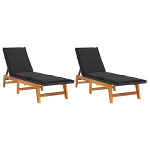 vidaXL Tumbonas con cojines 2 uds rat&aacute;n sint&eacute;tico madera maciza acacia