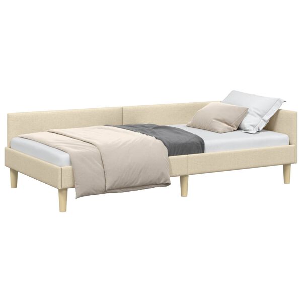 vidaXL Estructura de cama en esquina Crema 80 x 200 cm tela