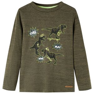 vidaXL Camiseta infantil de manga larga caqui oscuro m&eacute;lange 92