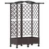 vidaXL Cama elevada con trellis y techo Marr&oacute;n 124 x 40 x 129 cm PP