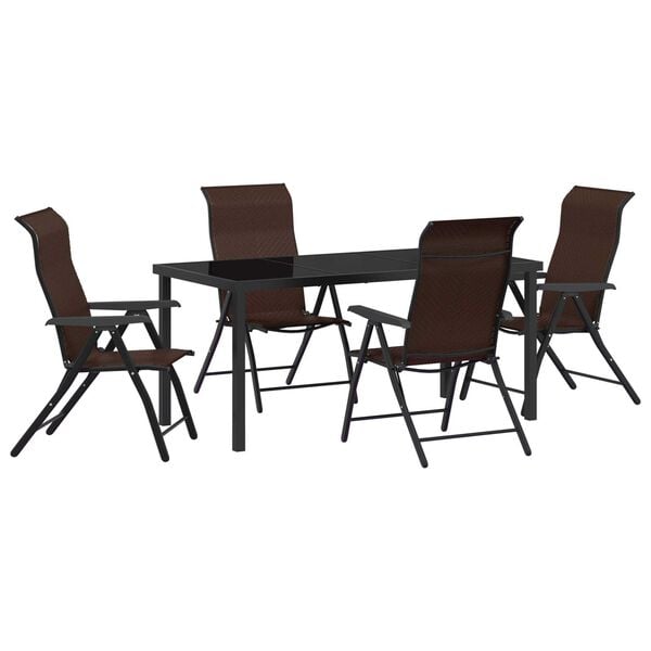 vidaXL Conjunto de Comedor de Jard&iacute;n 5 pcs Marr&oacute;n