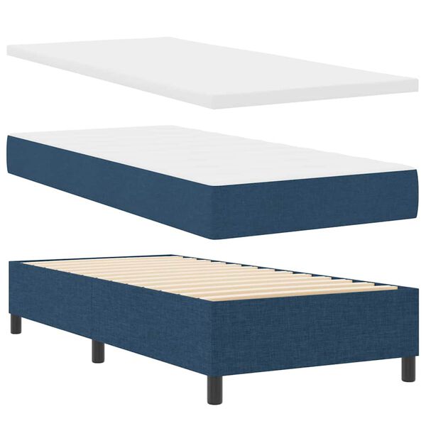 vidaXL Cama tipo Box Spring con colch&oacute;n Azul 100 x 200 cm tela