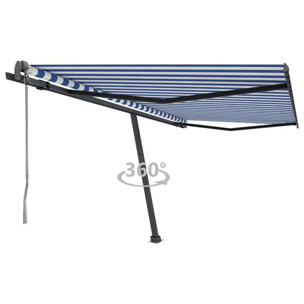 vidaXL Toldo de pie autom&aacute;tico azul y blanco 400x300 cm