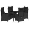 vidaXL Conjunto de Comedor de Jard&iacute;n 5 pcs Negro rat&aacute;n sint&eacute;tico