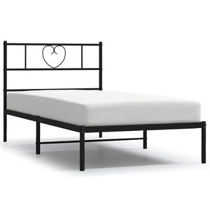 vidaXL Estructura cama sin colch&oacute;n con cabecero metal negro 100x190 cm
