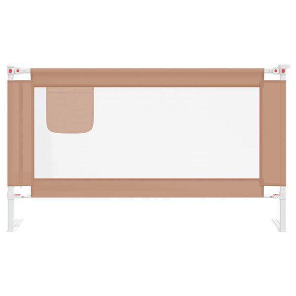 vidaXL Barandilla de seguridad cama de ni&ntilde;o gris taupe tela 140x25 cm