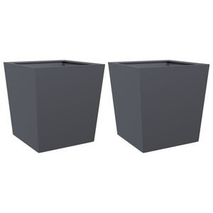 vidaXL Jardineras 2 uds de acero gris antracita 50x50x50 cm