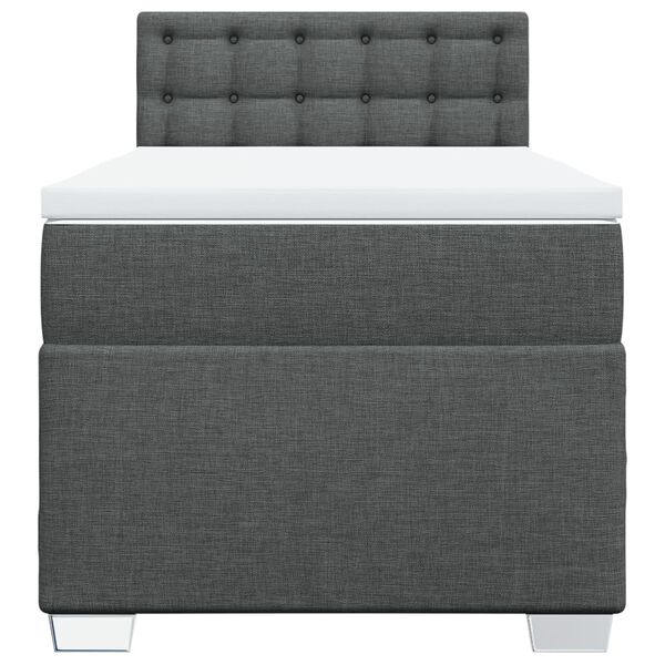 vidaXL Cama box spring con colch&oacute;n tela gris oscuro 100x200 cm