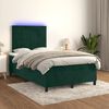 vidaXL Cama box spring colch&oacute;n y LED terciopelo verde oscuro 120x200cm