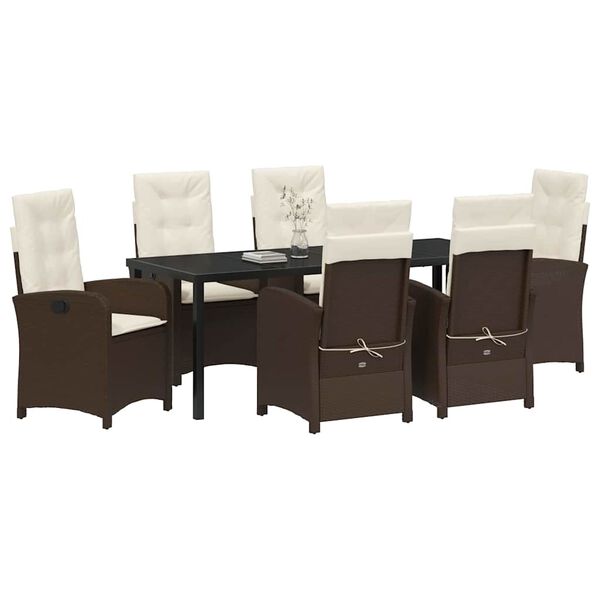 vidaXL Conjunto de Comedor de Jard&iacute;n 7 pcs Marr&oacute;n rat&aacute;n sint&eacute;tico