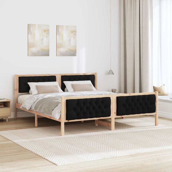 vidaXL Estructura de cama Negro 180 x 200 cm Madera de pino macizo