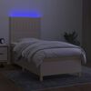 vidaXL Cama box spring colchón y luces LED tela color crema 90x190 cm