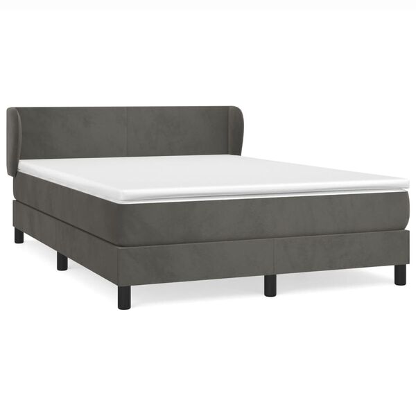 vidaXL Cama box spring con colch&oacute;n terciopelo gris oscuro 140x200 cm