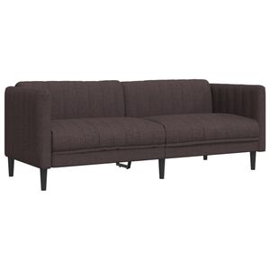 vidaXL Sof&aacute; de 3 plazas tela marr&oacute;n oscuro