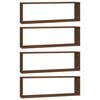 vidaXL Estante c&uacute;bico de pared 4 uds madera roble marr&oacute;n 80x15x26,5cm