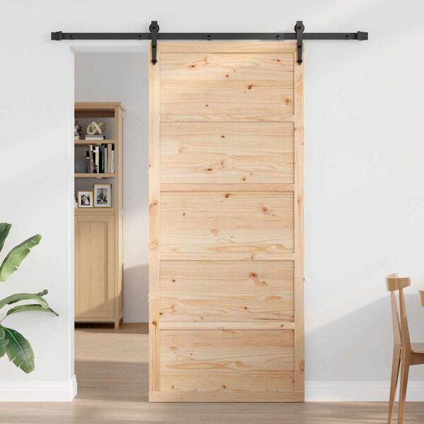 vidaXL Puerta Corrediza Natural 90 x 2,5 x 208 cm