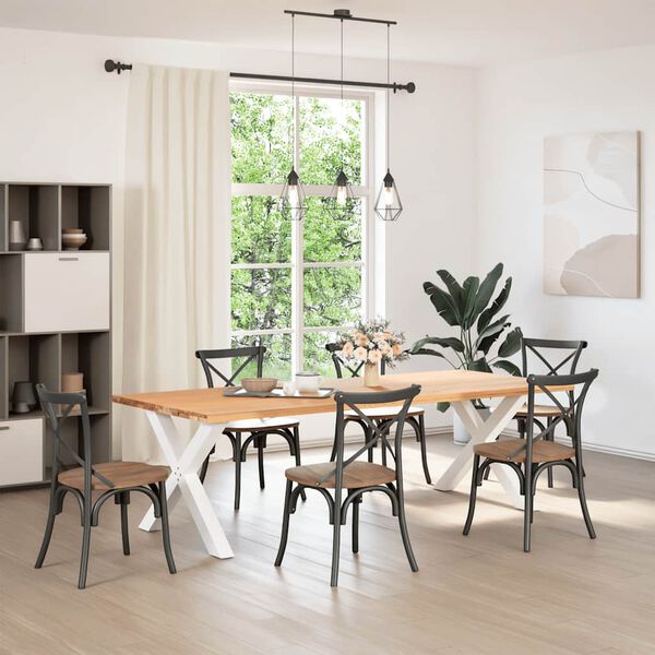 vidaXL Patas para mesa de comedor en forma de X (2 unidades), color blanco, 90 x (72-73) cm, acero