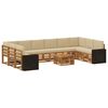 vidaXL Conjunto de sof&aacute;s de exterior 11 uds. Natural y Beige Poli&eacute;ster