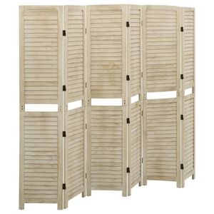 vidaXL Biombo de 6 paneles de madera maciza de paulownia 210x165 cm