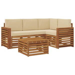 vidaXL Conjunto de sof&aacute;s de exterior con coj&iacute;n 5 pcs Natural y Beige
