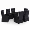 vidaXL Juego de comedor de jard&iacute;n 7 piezas con cojines negro