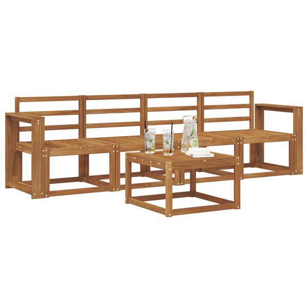 vidaXL Conjunto de sof&aacute;s de exterior 5 pcs Natural