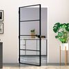 vidaXL Puerta interior vidrio templado y aluminio negro 102x201,5 cm
