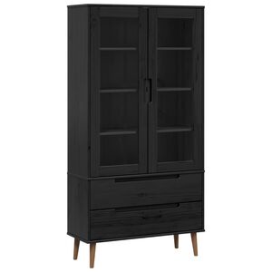 vidaXL Gabinete de Exhibici&oacute;n de Vidrio Negro 90 x 35 x 175 cm
