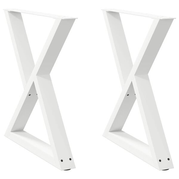 vidaXL Patas para mesa de comedor (2 unidades), color blanco, 70 x (72-73,3) cm, acero