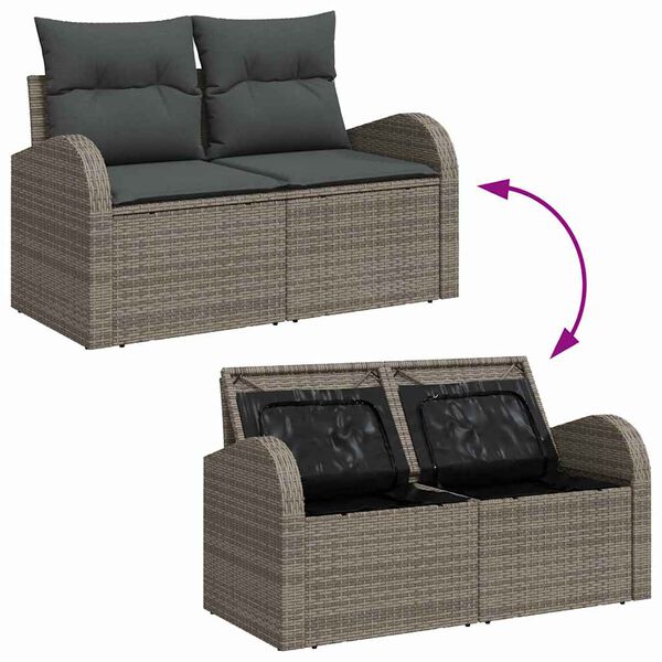 vidaXL Conjunto de sofá de jardín 8 pcs Gris ratán sintético