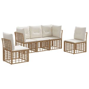 vidaXL Conjunto de sof&aacute;s de exterior Natural Poli&eacute;ster
